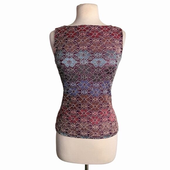 No Boundaries Tops - VTG No Boundaries Y2K Floral Knit Boat Neck Tank Top 90s Whimsigoth Grunge Small